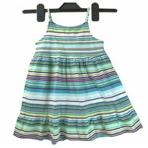 Crazy 8 Girls 2T Cotton Striped Braid Strap 3 Button Back Sundress Ruffled Hem